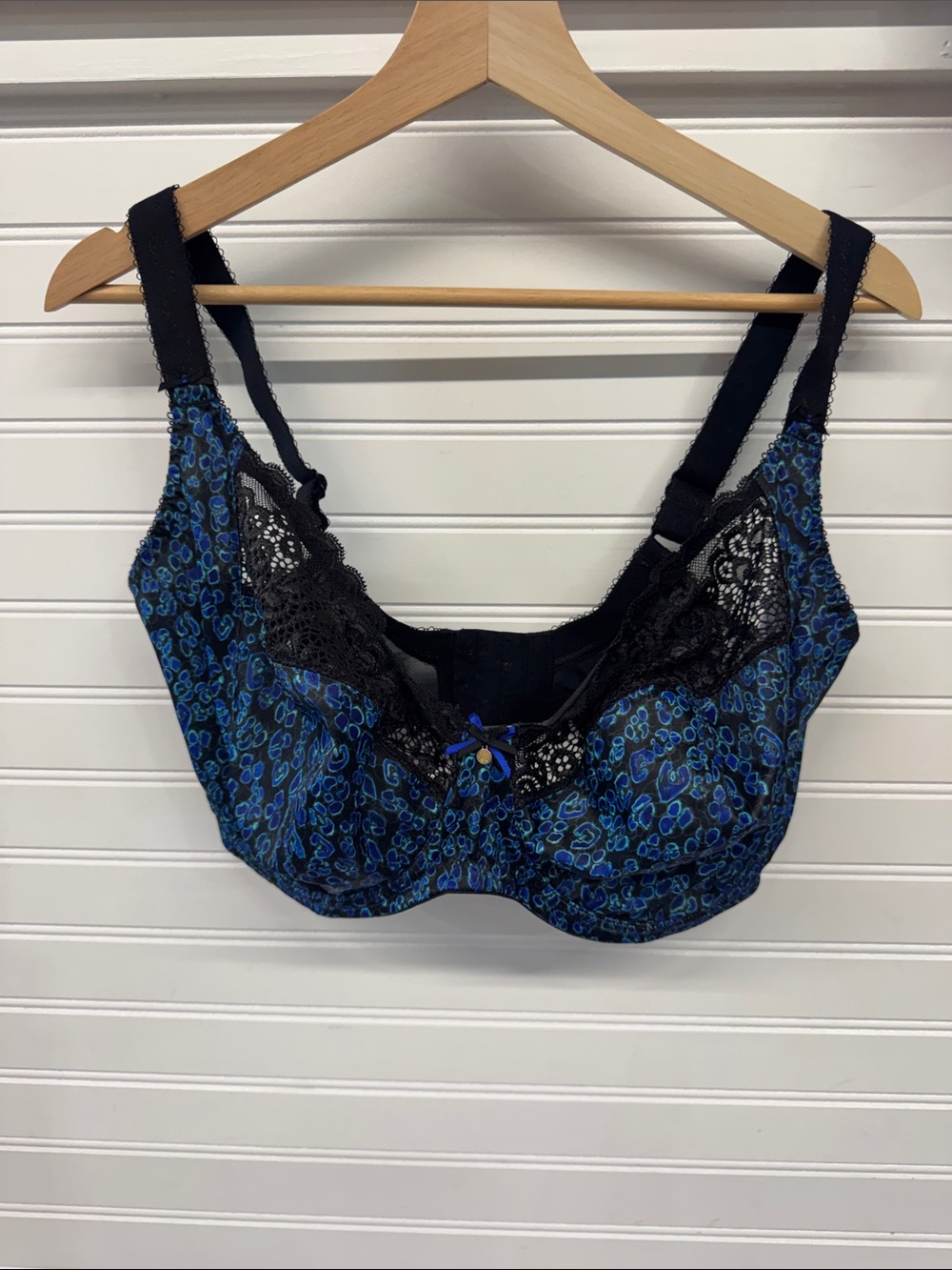 Elomi Blue & Black Lace Underwire Support Bra